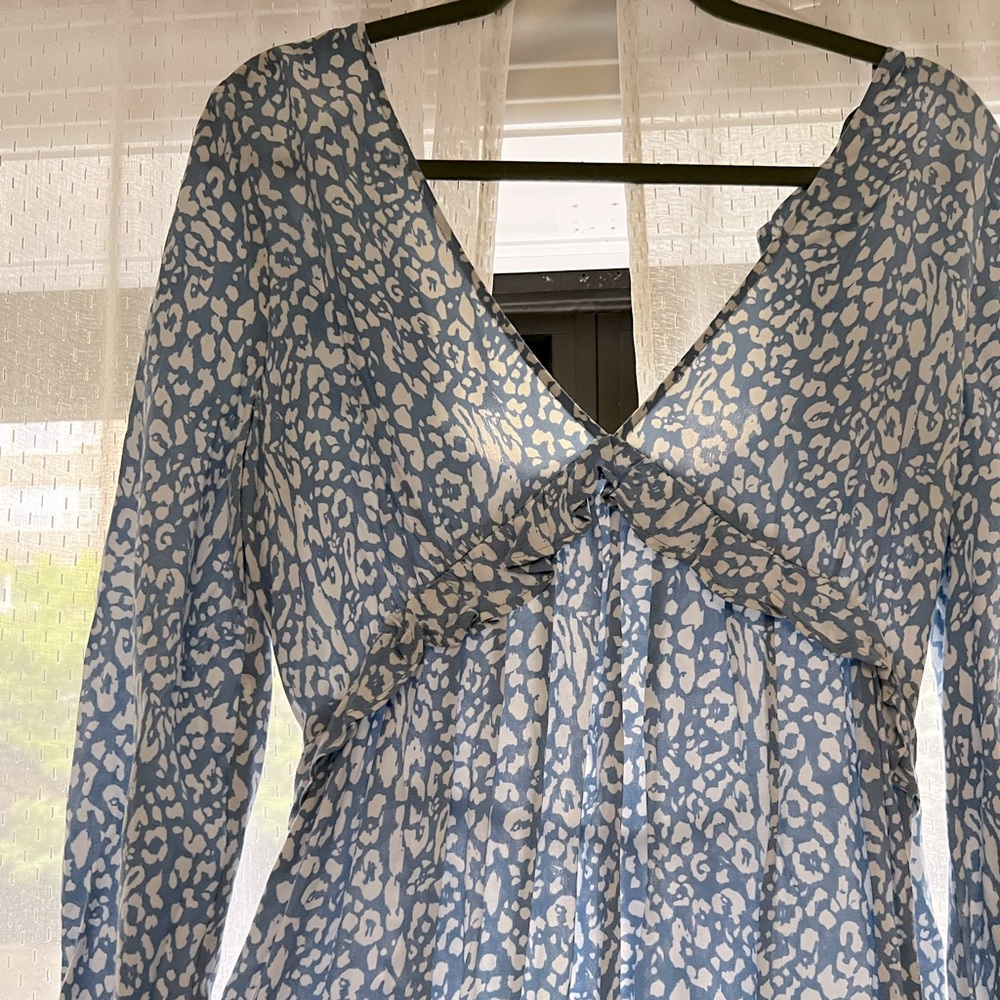 Zara blue floral summer mini dress, could be a great beach cover up, size M